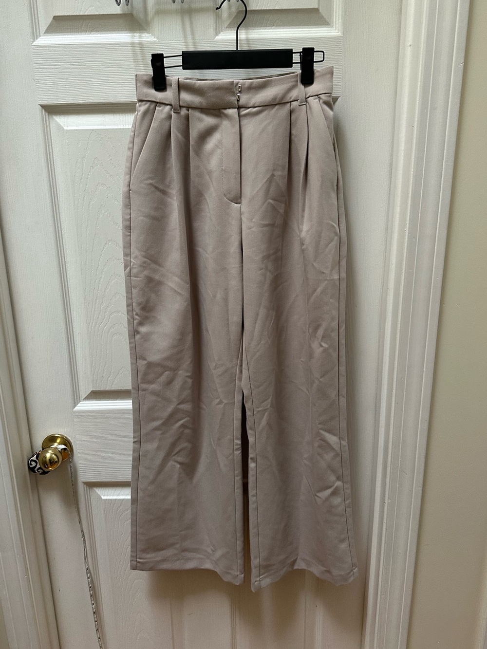 Abercrombie & Fitch A&F Sloane Tailored Wide Leg Pant tan beige 26 2 short curve - Picture 2 of 6